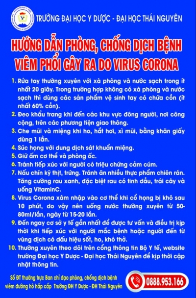 Hướng dẫn phòng chống dịch bệnh viêm phổi gây ra do virus Corona